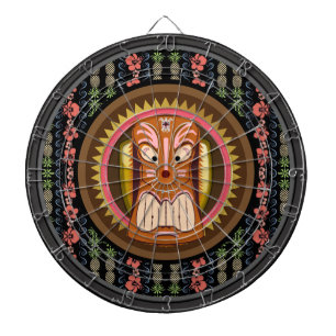 Tabla Dardos Tiki Mask Hibiscus Pattern Dartboard With Darts