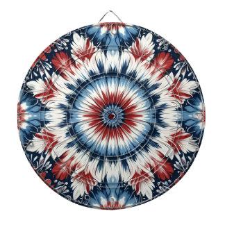 Tabla Dardos Tinta Tie-dye Vermelha, Branca e Azul