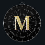 Tabla Dardos Típica de monograma moderna preto dourado<br><div class="desc">Típica de monograma moderna preto dourado</div>