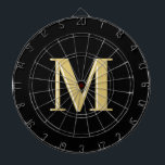 Tabla Dardos Típica de monograma moderna preto dourado<br><div class="desc">Típica de monograma moderna preto dourado</div>