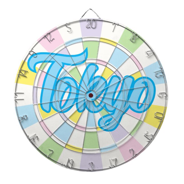 Tabla Dardos Tóquio Blue Editable Text on White and Pastel Colo (Frente)