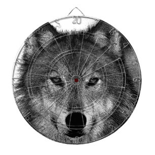 Tabla Dardos Trabalho de arte do Lobo Negro e Branco