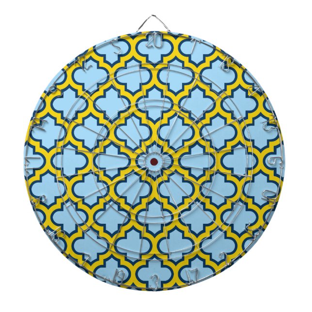 Tabla Dardos Trellis azul e amarela, lete, quatrefoil (Frente)