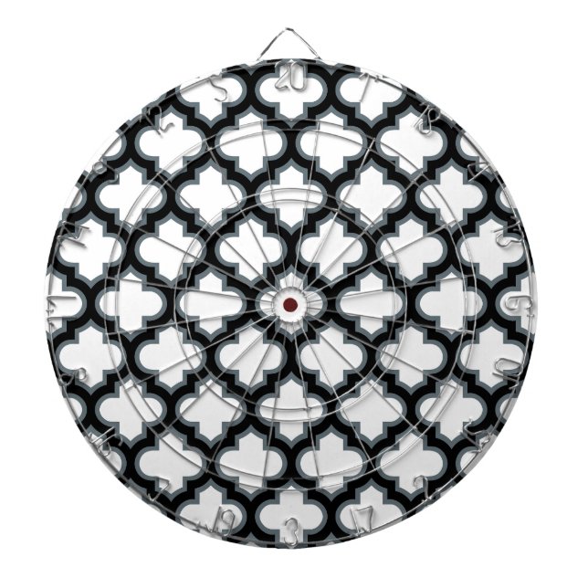 Tabla Dardos Trellis branca e preta, lete, quatrefoil (Frente)