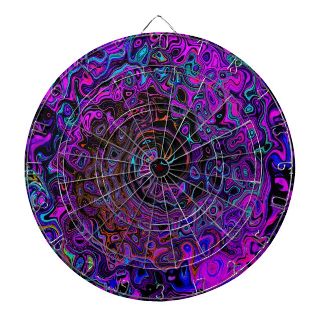 Tabla Dardos Trippy Black and Magenta Retro Liquid Swirl (Frente)