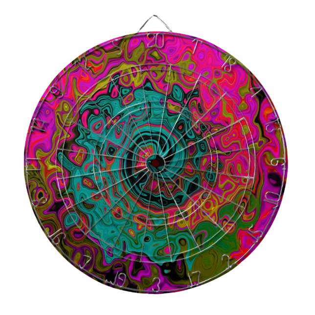 Tabla Dardos Turquesa Trippy Abstrato Retro Líquido Redemoinho (Frente)