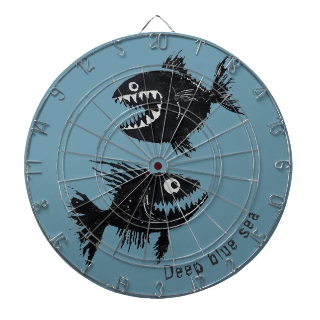 Tabla Dardos Two scary fish, personalized (Frente)