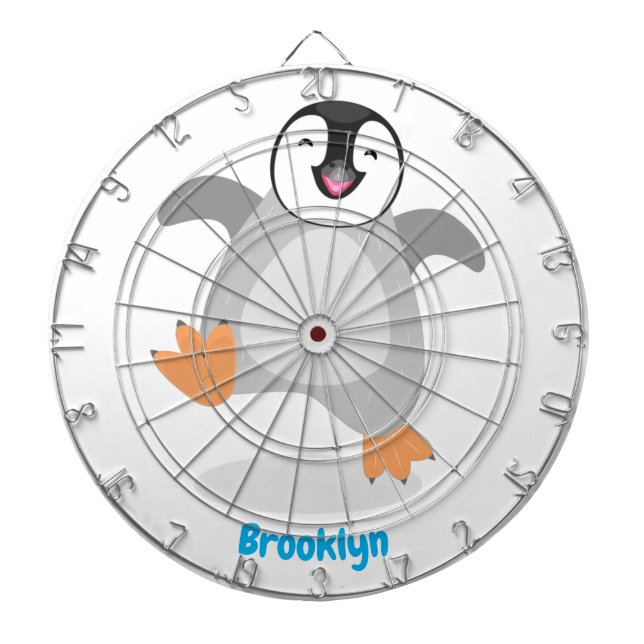 Tabla Dardos Um desenho animado de pintinho de pinguim feliz e  (Frente)