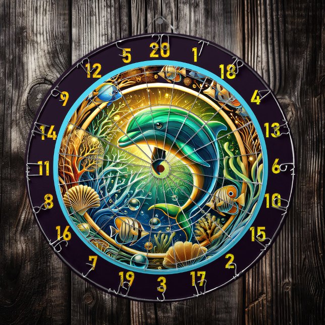 Tabla Dardos Underwater Majestade Dolphin Dartboard Decor (Criador carregado)