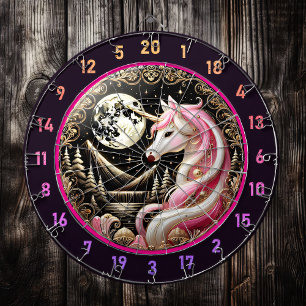 Tabla Dardos Unicórnio Cor-de-Rosa Inspira Elegância e Maravilh