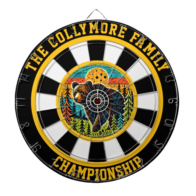 Tabla Dardos Urso Florestal em Arte de Bullseye (Frente)