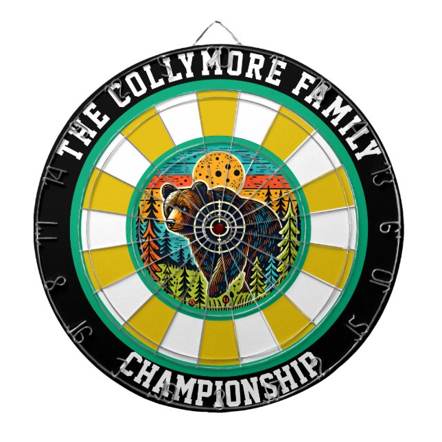 Tabla Dardos Urso Grizzly da Floresta com Alvo (Frente)