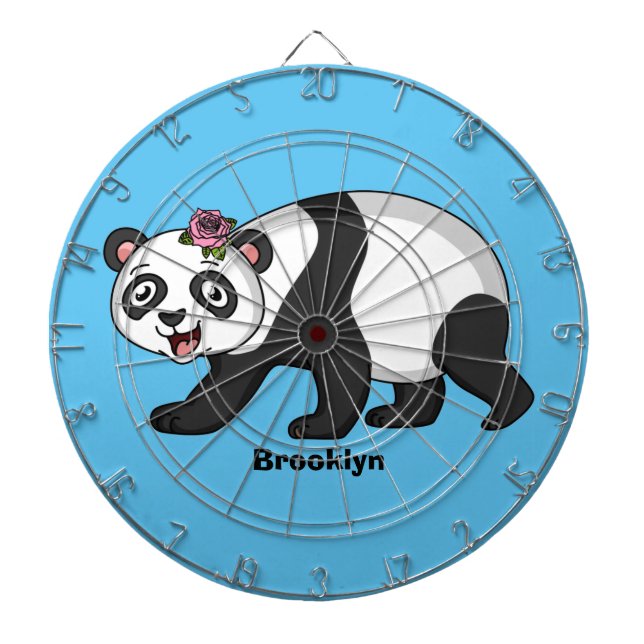 Tabla Dardos Urso panda bonito e feliz com desenho animado (Frente)