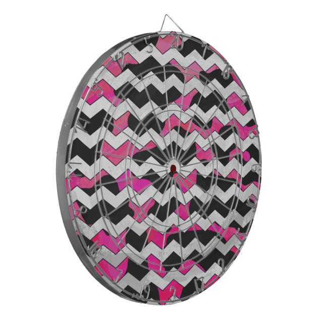 Tabla Dardos Vaca Chevron, rosa quente e Impressão preto (Frente Esquerda)