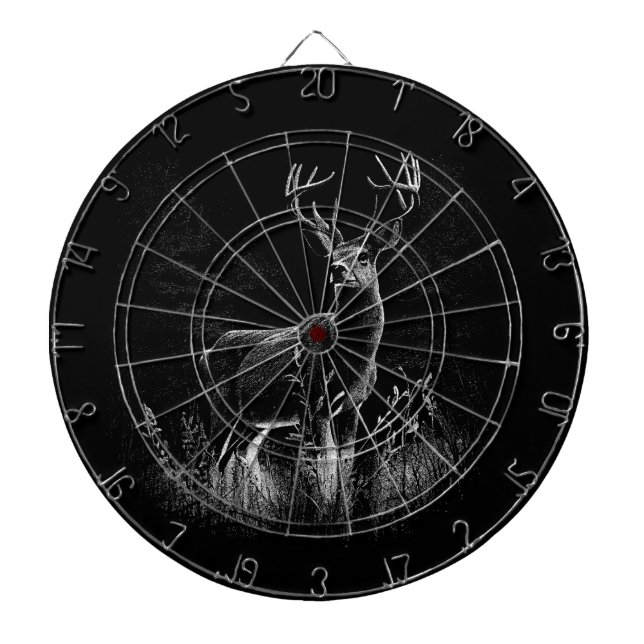 Tabla Dardos Veado com galhadas emolduradas por campo e árvore (Frente)