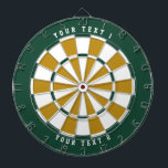 Tabla Dardos Verde e Dourado e Branco | Tipo de letra esportes<br><div class="desc">Painéis em verde,  ouro e branco com duas linhas do seu texto personalizado. Precisa de ajuda com o design (por exemplo,  cores diferentes)? Correio eletrônico help@karenchaudesigns.com</div>