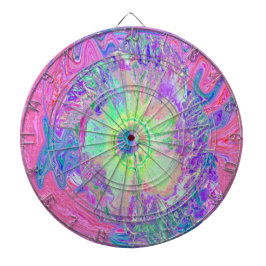 Tabla Dardos Verde limão Psychedelic Trippy e Hibiscus roxo