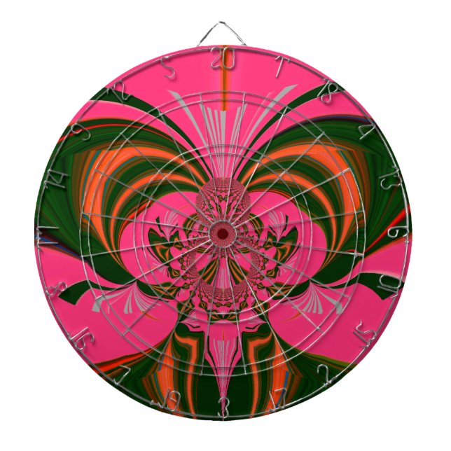 Tabla Dardos Verde-Ouro Vermelho Rosa-Quente (Frente)