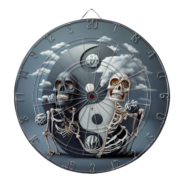 Tabla Dardos Vida e morte, Halloween Yin Yang Skeleton (Frente)