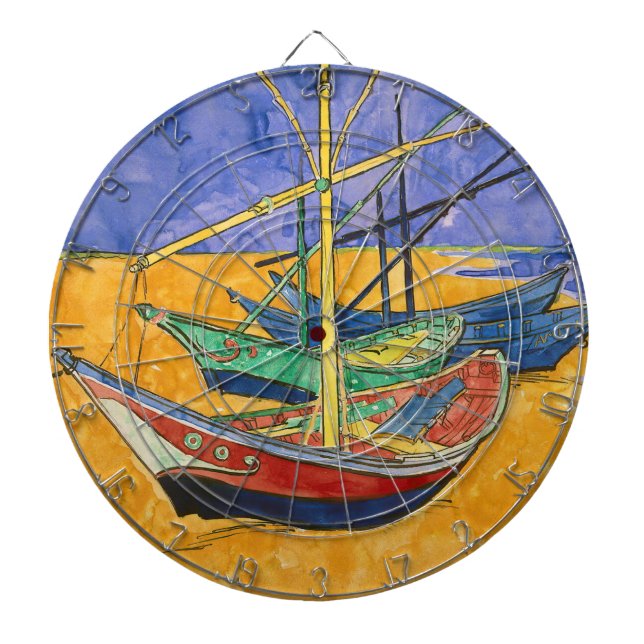 Tabla Dardos Vincent van Gogh - Barcos de Pesca na Praia (Frente)