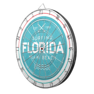Tabla Dardos Vintage Florida Miami Beach Surfing Souvenir Retro