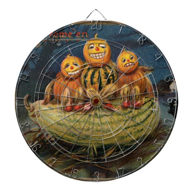 Tabla Dardos Vintage Halloween Pumpkins Black Cat (Frente)