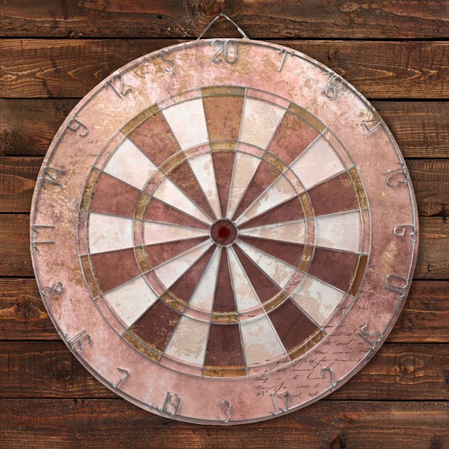 Tabla Dardos Vintage Pink Rustic (a rustic/steampunk style dartboard in pinks and browns)
