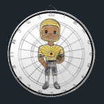 Tabla Dardos vintage retro jogador de futebol negro amarelo sim<br><div class="desc">Um jogador de futebol vintage, bonitinho, desenhado nas suas equipes, de cores favoritas!</div>