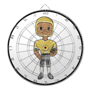 Tabla Dardos vintage retro jogador de futebol negro amarelo sim