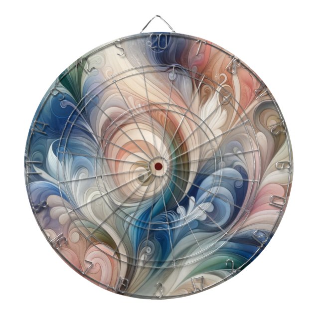 Tabla Dardos Watercolor Fantasy Floral Pastel Blue & Cream (Frente)