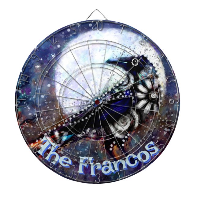 Tabla Dardos Whimsical Raven Moon Floral Personalizado (Frente)