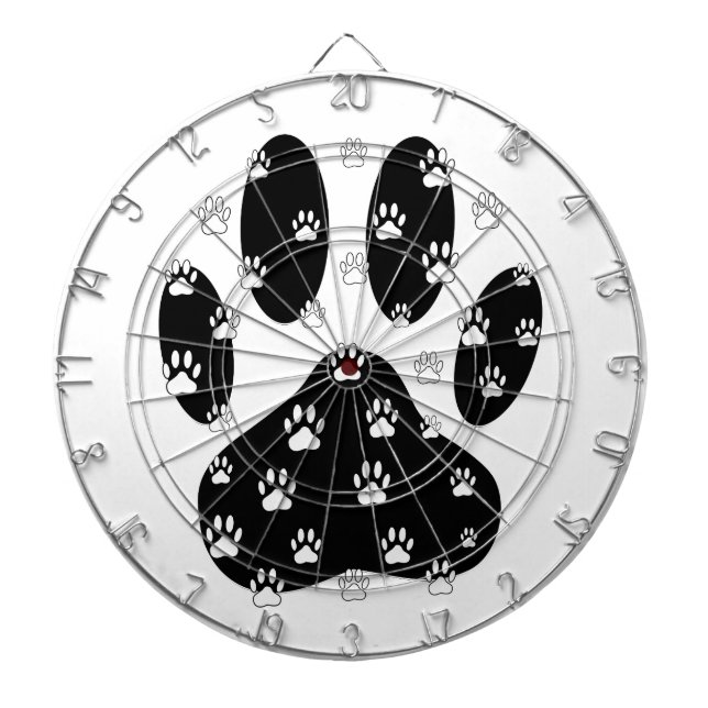 Tabla Dardos White Paws Na Impressão Da Pata Preta (Frente)