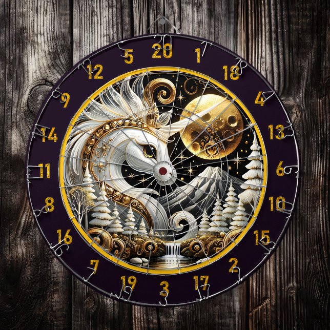 Tabla Dardos White Unicorn brilha sob Ouro Lua (Criador carregado)
