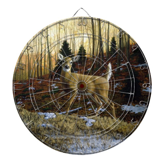 Tabla Dardos Whitetail Deer Doe na Floresta de outono (Frente)
