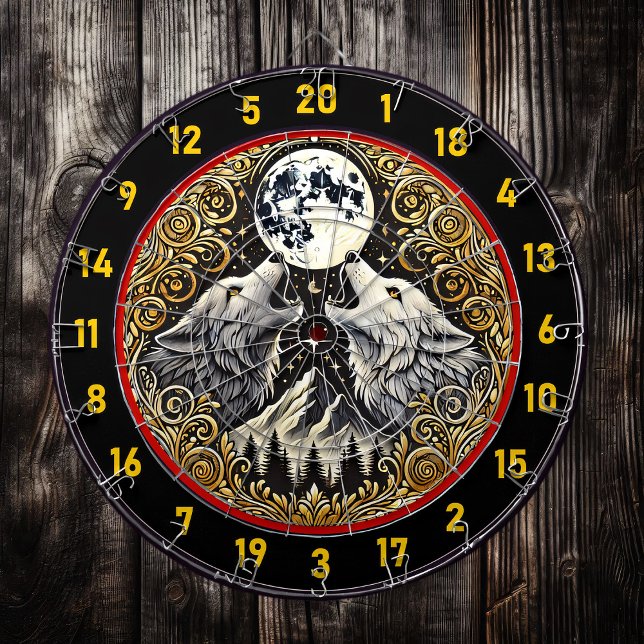 Tabla Dardos Wolf Howls Sob Luz de Ouro Lua (Criador carregado)