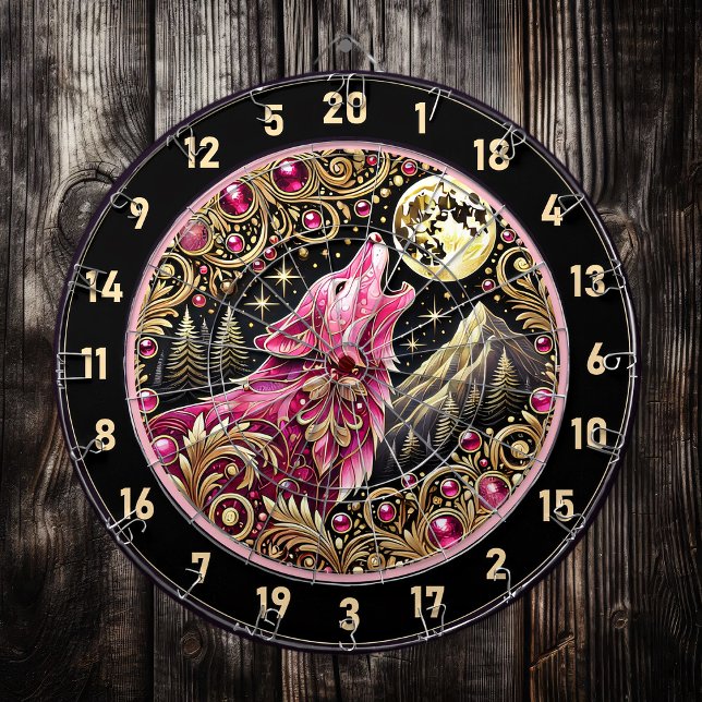 Tabla Dardos Wolf Pink Beneath Moon chama atenção (Criador carregado)