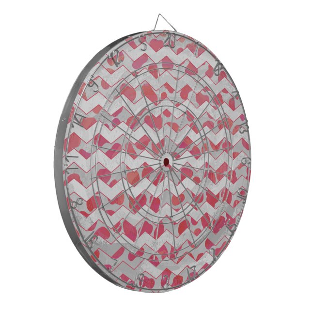 Tabla Dardos XadrezDalmata Rosa e Branco (Frente Esquerda)