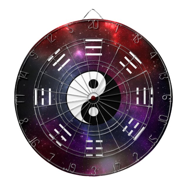 Tabla Dardos Yin Yang com Símbolos Bagua Trigram I-Ching (Frente)
