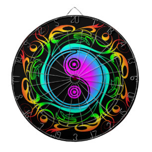 Tabla Dardos Yin Yang Psychedelic Rainbow Tattoo