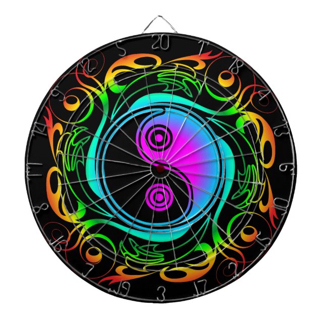 Tabla Dardos Yin Yang Psychedelic Rainbow Tattoo (Frente)