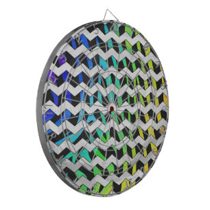 Tabla Dardos Zebra Chevron Black e Rainbow Impressão