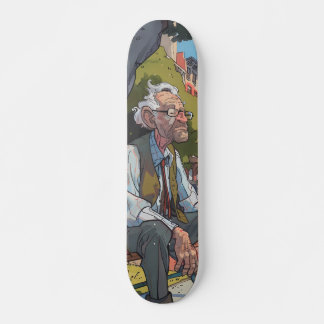 Tabla de Skate Anciano Sentado en el Parque