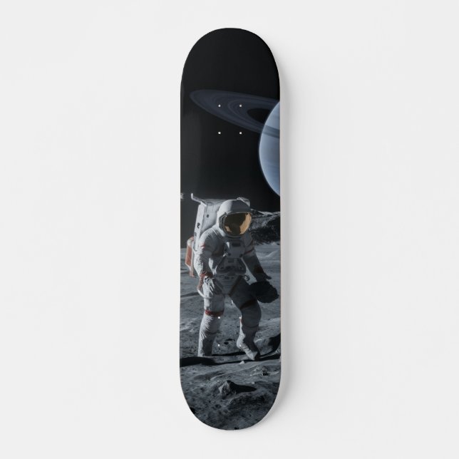 Tabla de Skate Astronauta Caminando en la Luna (Frente)