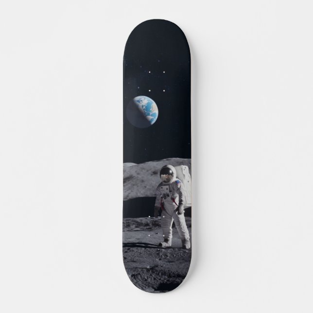 Tabla de Skate Astronauta en la Luna (Frente)