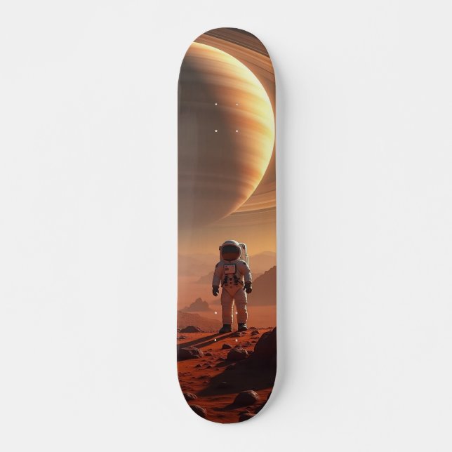 Tabla de Skate Astronauta  en Luna de Saturno (Frente)