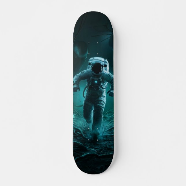 Tabla de Skate Cosmonauta Corriendo en un Planeta (Frente)