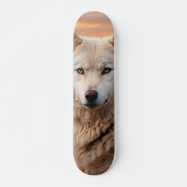 Tabla de Skate Lobo Blanco en el Atardecer