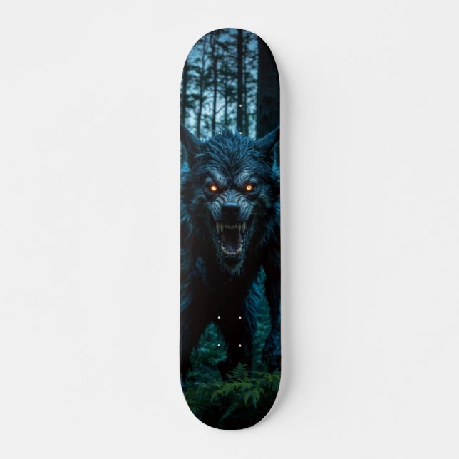 Tabla de Skate Lobo Monstruoso en el Bosque (Frente)
