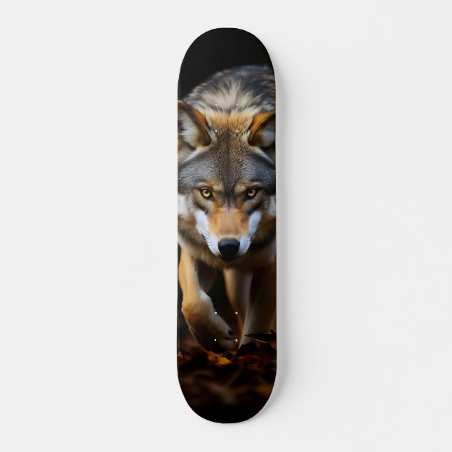 Tabla de Skate Lobo Salvaje en la Oscuridad (Frente)