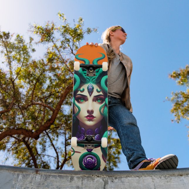 Tabla de Skate Mitológica Mujer Serpiente (Ao ar livre 1)